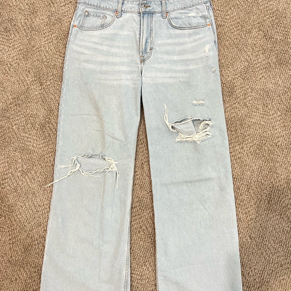 wide leg ripped jeans